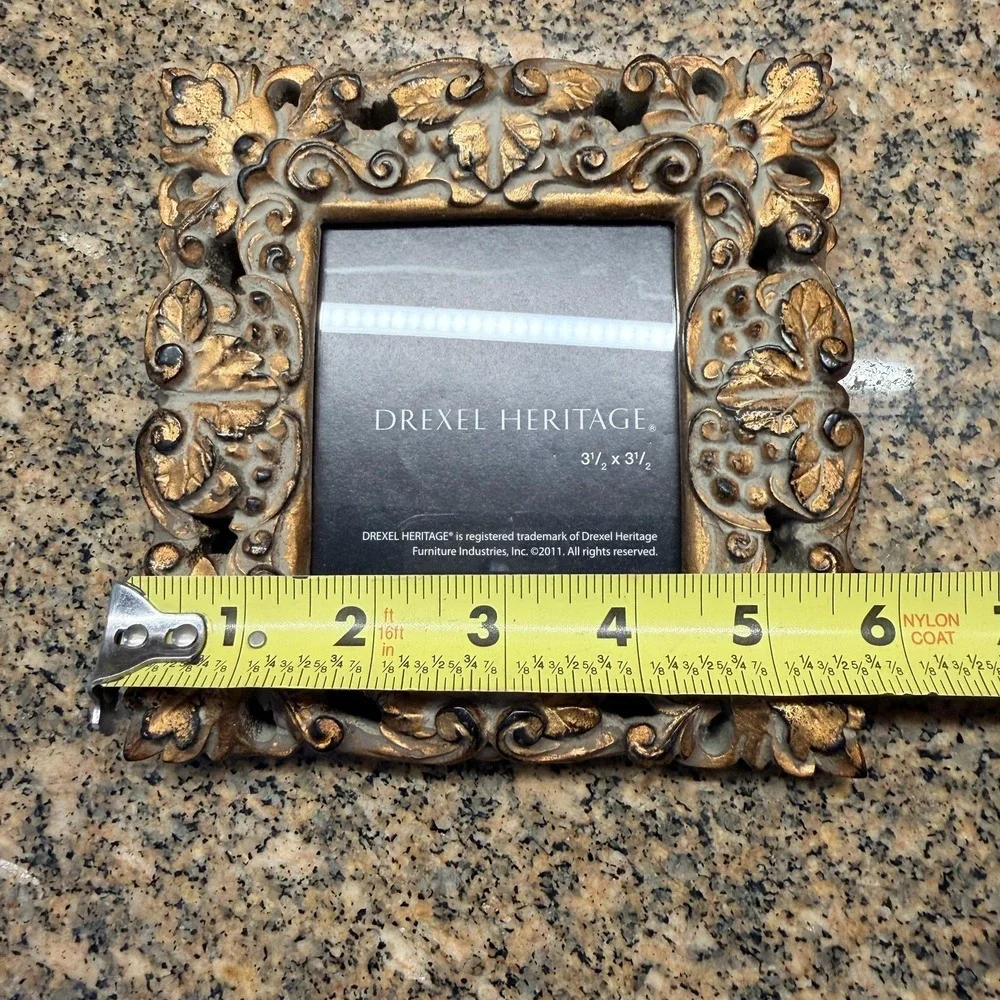 Drexel Heritage Gold Ornate Picture Photo Frame 3.5x3.5 Baroque Rococo Tabletop